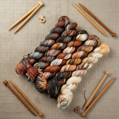 Mini Skein Set - Orange & Browns| 4 Ply Mini Skein | Sally Ridgway | Shop Wool, Felt and Fibre Online