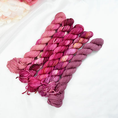 Mini Skein Set - Random Pinks| 4 Ply Mini Skein | Sally Ridgway | Shop Wool, Felt and Fibre Online