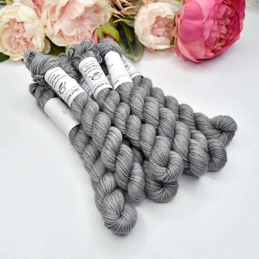 Mini Skeins 4 Ply Supreme Sock Yarn Ash Grey| Mini Skeins | Sally Ridgway | Shop Wool, Felt and Fibre Online
