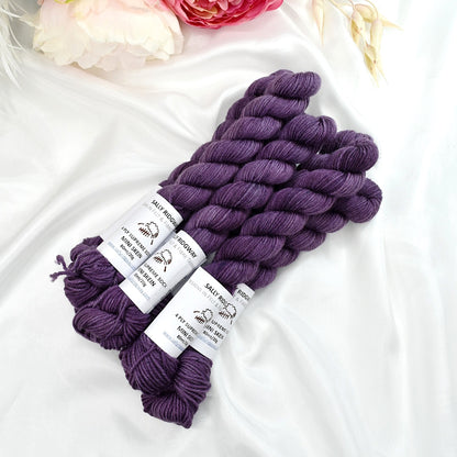 Mini Skeins 4 Ply Supreme Sock Yarn Dark Aubergine-4 Ply Mini Skein-2-Sally Ridgway Designs in Felt &amp; Fibre