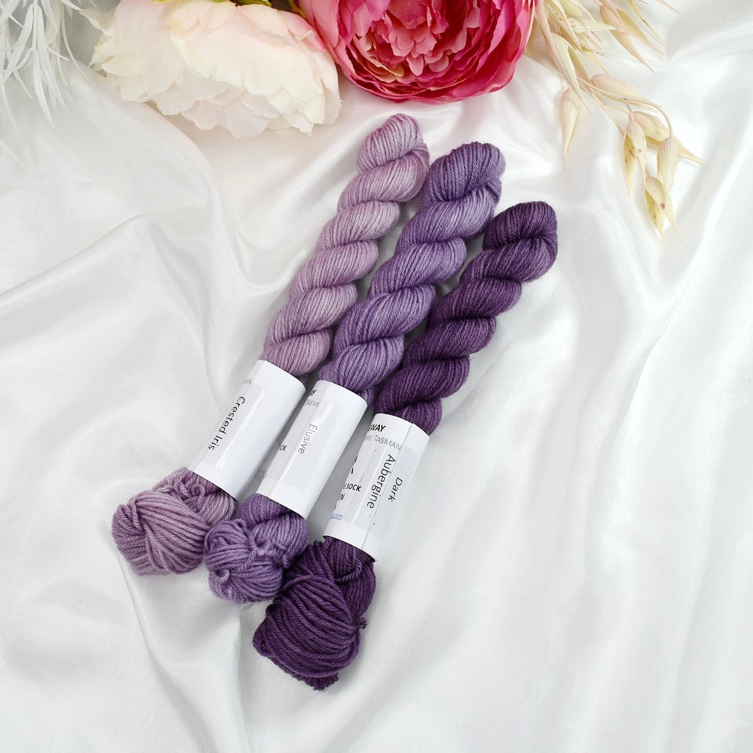 Mini Skeins 4 Ply Supreme Sock Yarn Dark Aubergine-4 Ply Mini Skein-3-Sally Ridgway Designs in Felt &amp; Fibre