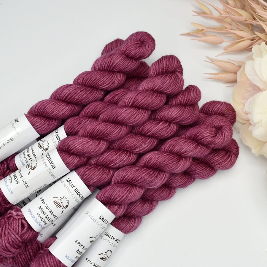 Mini Skeins 4 Ply Supreme Sock Yarn Blossom| Mini Skeins | Sally Ridgway | Shop Wool, Felt and Fibre Online