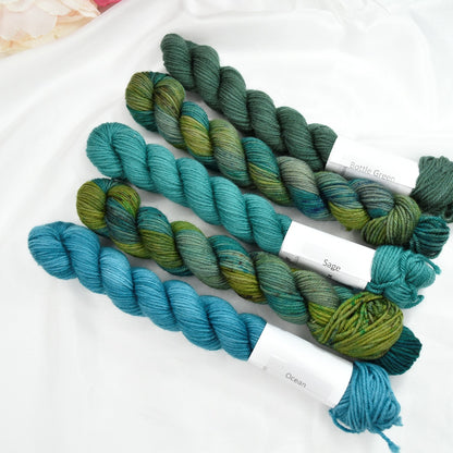 Mini Skeins 4 Ply Supreme Sock Yarn Green Garden-4 Ply Mini Skein-2-Sally Ridgway Designs in Felt &amp; Fibre