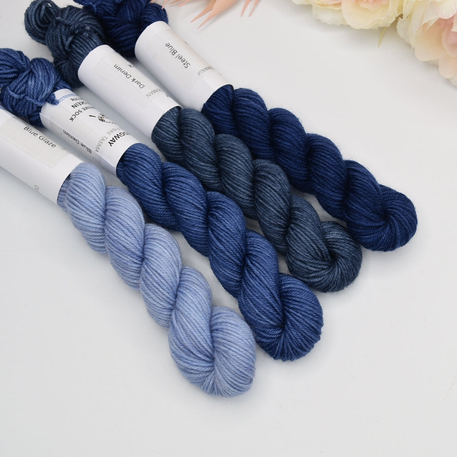 Mini Skeins 4 Ply Supreme Sock Yarn in Steel Blue| Mini Skeins | Sally Ridgway | Shop Wool, Felt and Fibre Online