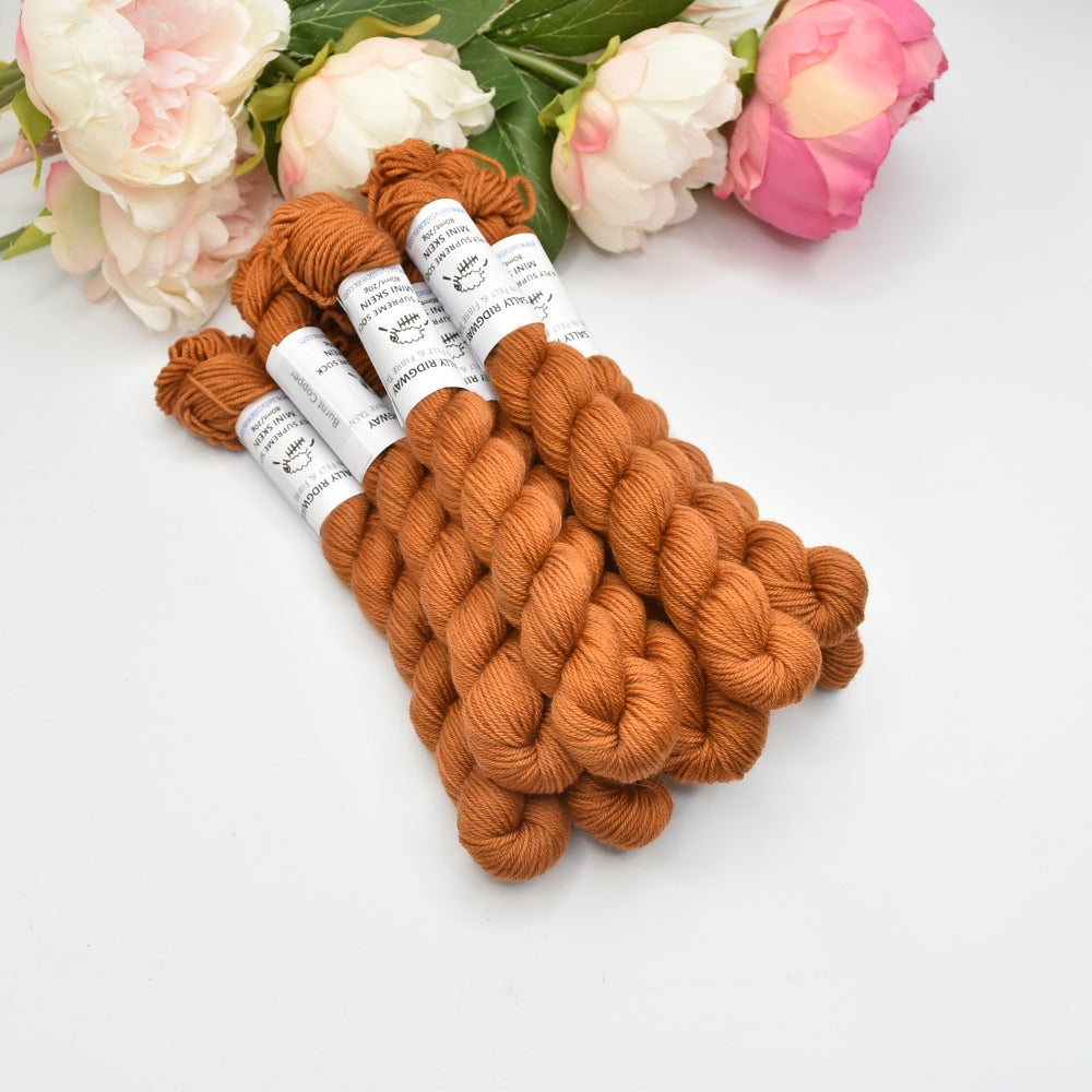 Mini Skeins 4 Ply Supreme Sock Yarn in Burnt Copper| Mini Skeins | Sally Ridgway | Shop Wool, Felt and Fibre Online