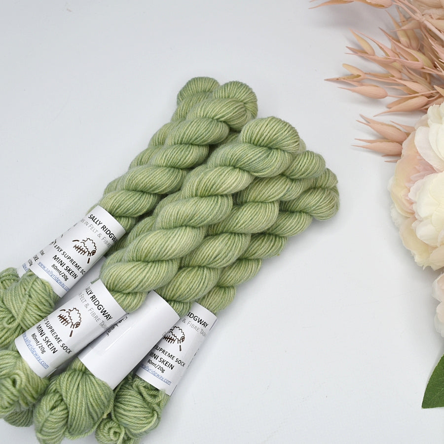 Mini Skeins 4 Ply Supreme Sock Yarn in Fig Leaf| Mini Skeins | Sally Ridgway | Shop Wool, Felt and Fibre Online