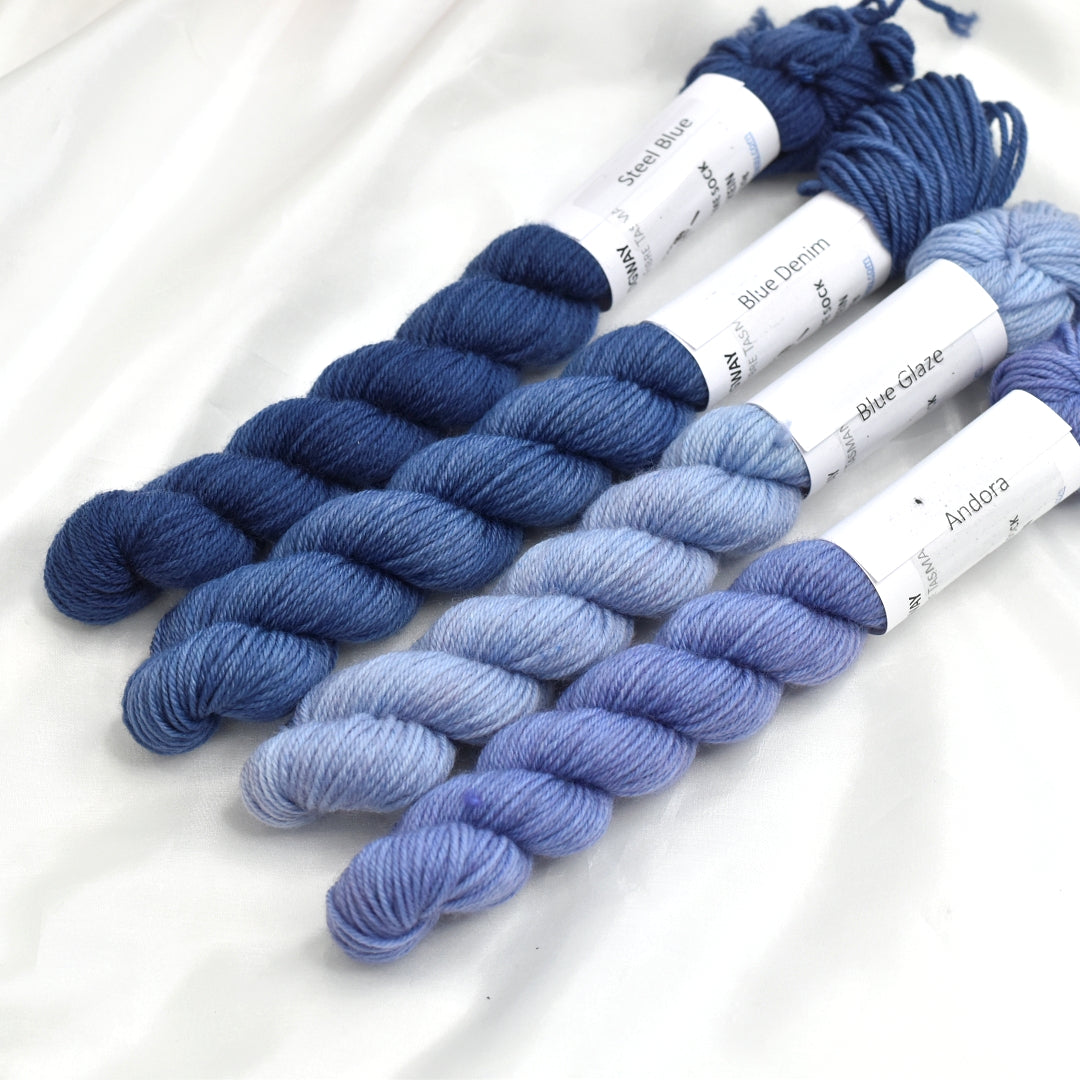 Mini Skeins 4 Ply Supreme Sock Yarn in Steel Blue| 4 Ply Mini Skein | Sally Ridgway | Shop Wool, Felt and Fibre Online