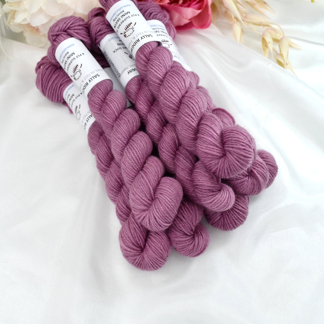 Mini Skeins 4 Ply Supreme Sock Yarn Mellowed Pink| 4 Ply Mini Skein | Sally Ridgway | Shop Wool, Felt and Fibre Online
