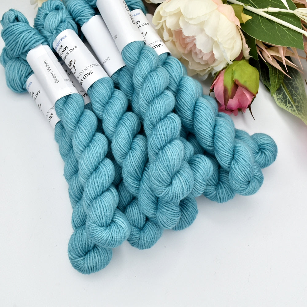 Mini Skeins 4 Ply Supreme Sock Yarn Ocean Wave| Mini Skeins | Sally Ridgway | Shop Wool, Felt and Fibre Online
