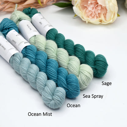 Mini Skeins 4 Ply Supreme Sock Yarn Ocean| Mini Skeins | Sally Ridgway | Shop Wool, Felt and Fibre Online
