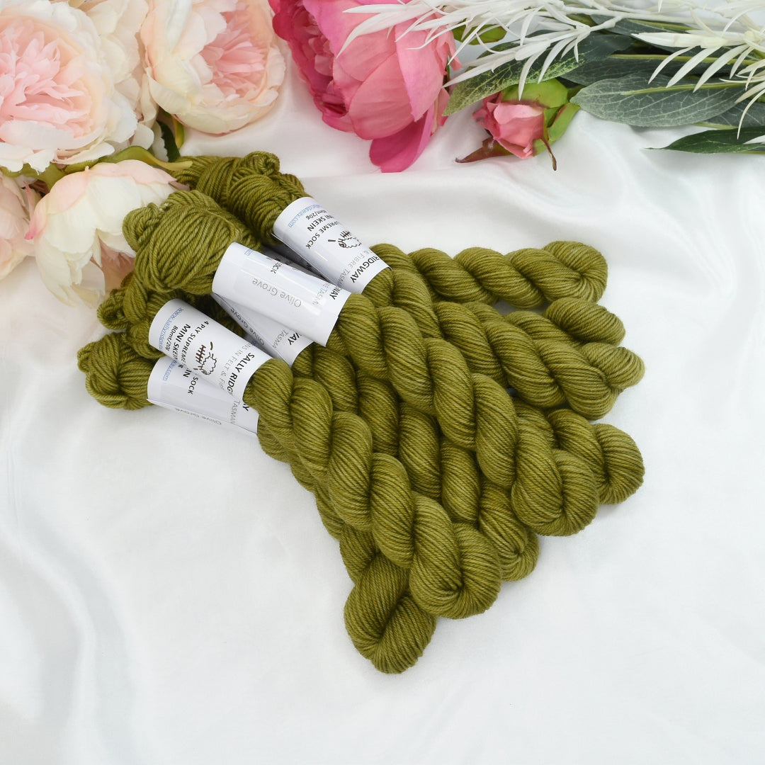 Mini Skeins 4 Ply Supreme Sock Yarn Olive Grove| 4 Ply Mini Skein | Sally Ridgway | Shop Wool, Felt and Fibre Online