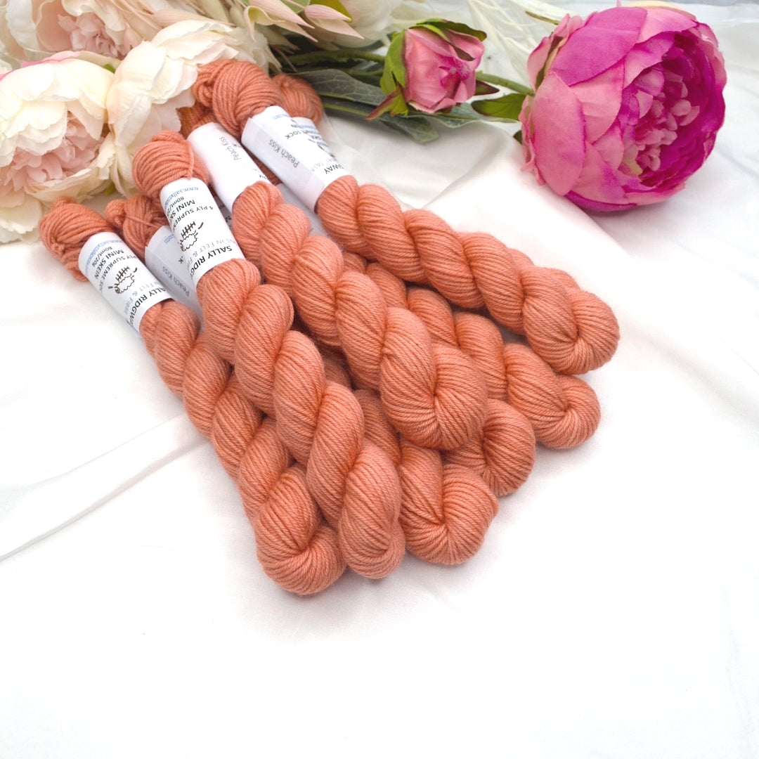 Mini Skeins 4 Ply Supreme Sock Yarn Peach Kiss| 4 Ply Mini Skein | Sally Ridgway | Shop Wool, Felt and Fibre Online