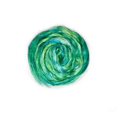 Mulberry Silk Roving Hand Dyed Mint