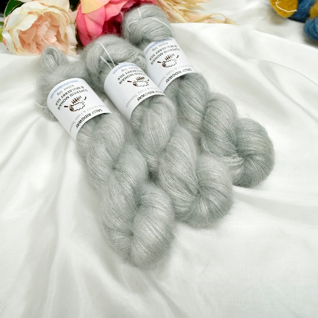 Superkid Mohair & Silk Hand Dyed Mist| Mohair Silk | Sally Ridgway | Shop Wool, Felt and Fibre Online