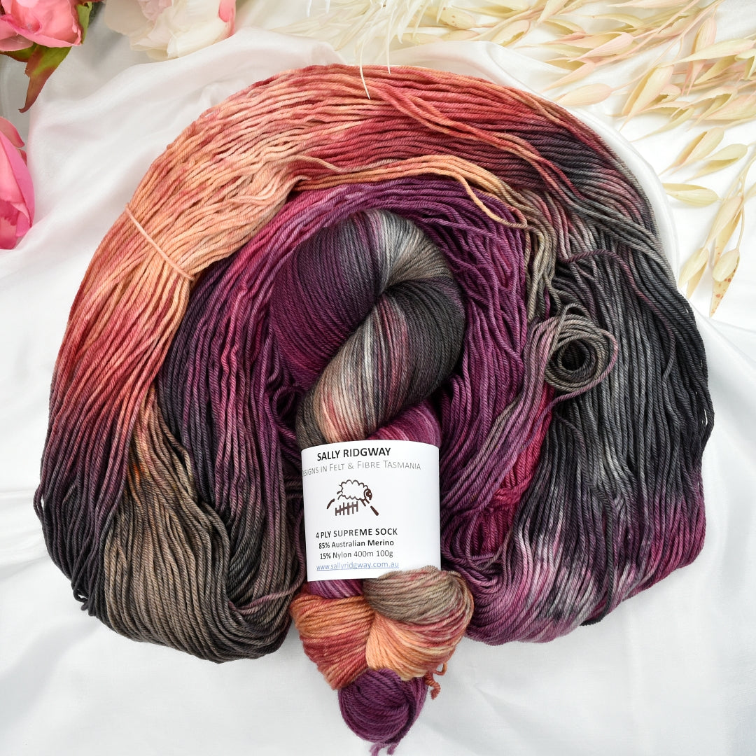 Moroccan Magic 4 ply Supreme Sock Yarn Hand Dyed| Sock Yarn | Sally Ridgway | Shop Wool, Felt and Fibre Online