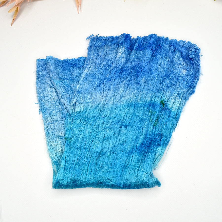 Mulberry Silk Cocoon Sheet Fabric Hand Dyed Ocean Blue 12684| Silk Cocoon Sheets | Sally Ridgway | Shop Wool, Felt and Fibre Online