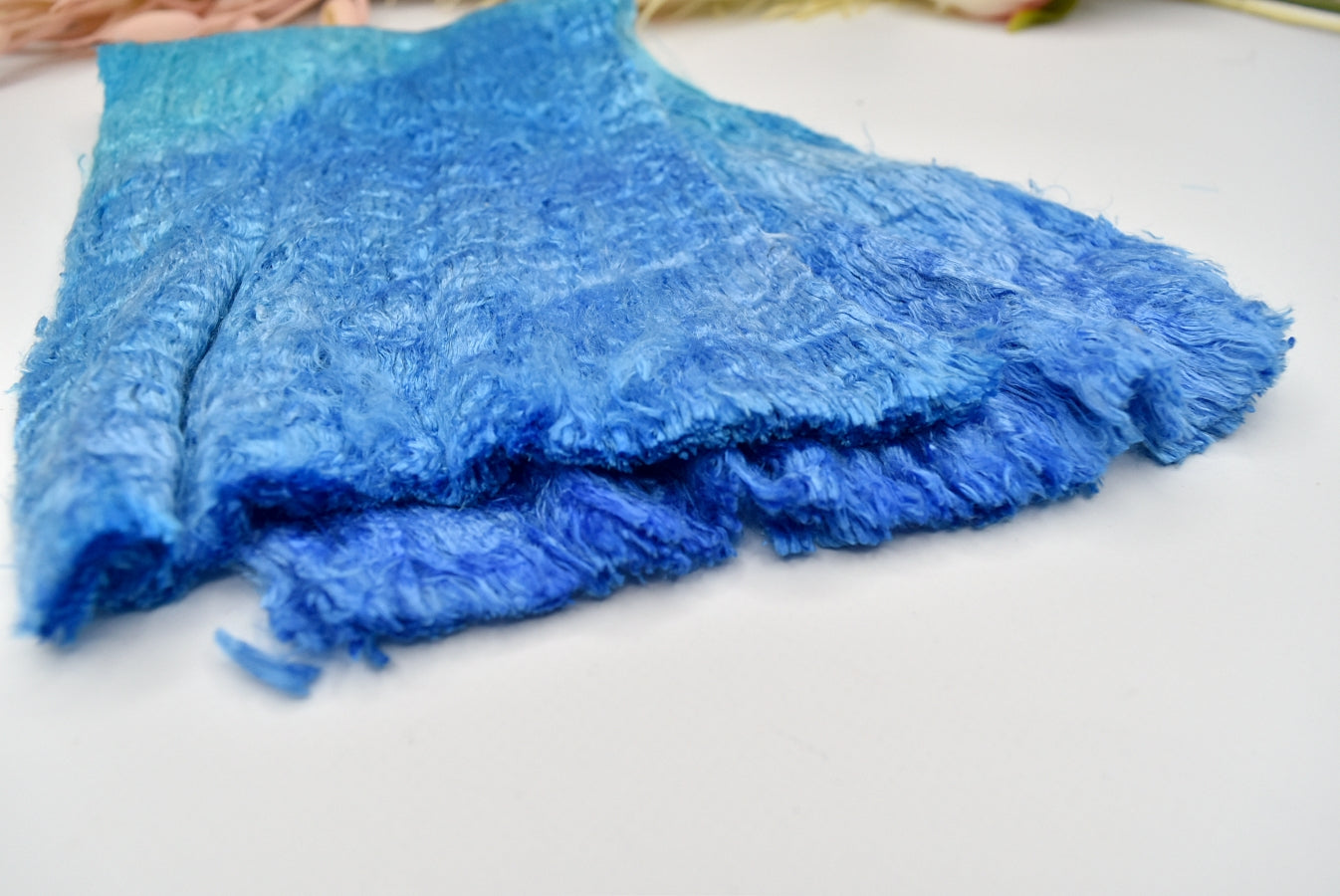 Mulberry Silk Cocoon Sheet Fabric Hand Dyed Ocean Blue 12684| Silk Cocoon Sheets | Sally Ridgway | Shop Wool, Felt and Fibre Online