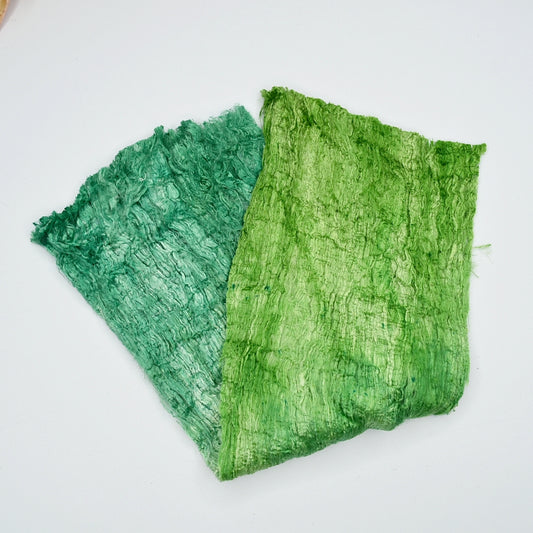 Mulberry Silk Cocoon Sheet Fabric Hand Dyed Spring Green 12837| Silk Cocoon Sheets | Sally Ridgway | Shop Wool, Felt and Fibre Online