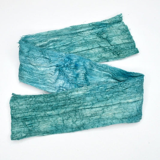 Mulberry Silk Cocoon Sheet Fabric Hand Dyed Teal| Silk Cocoon Sheets | Sally Ridgway | Shop Wool, Felt and Fibre Online