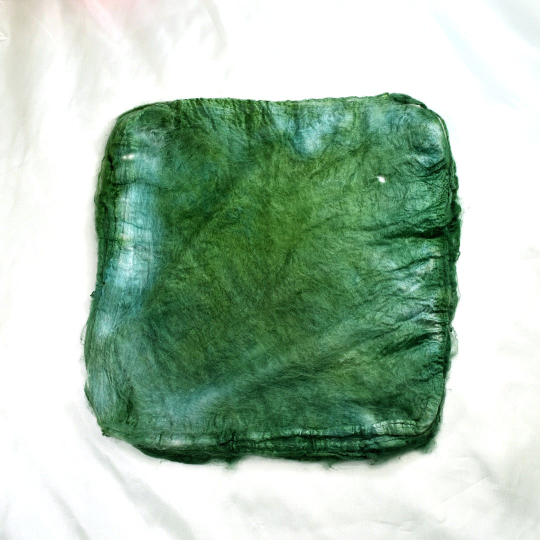 Mulberry Silk Hankies Hand Dyed Bottle Green-Silk Hankies-1-10 grams-Sally Ridgway Designs in Felt &amp; Fibre