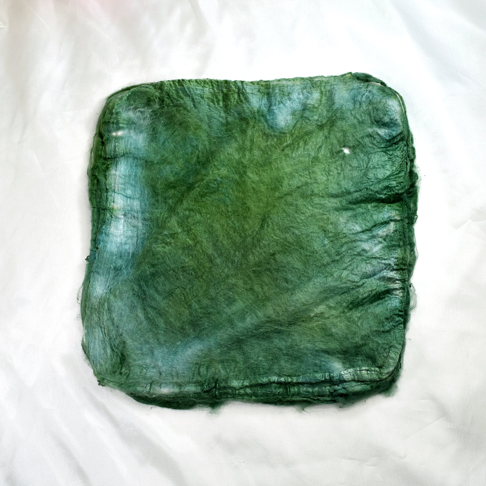 Mulberry Silk Hankies Hand Dyed Bottle Green-Silk Hankies-2-10 grams-Sally Ridgway Designs in Felt &amp; Fibre