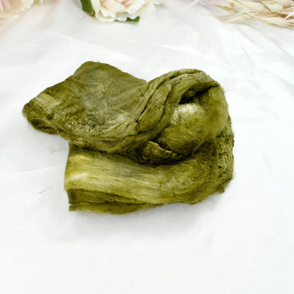 Mulberry Silk Hankies Hand Dyed Lichen Leaves| Silk Hankies | Sally Ridgway | Shop Wool, Felt and Fibre Online