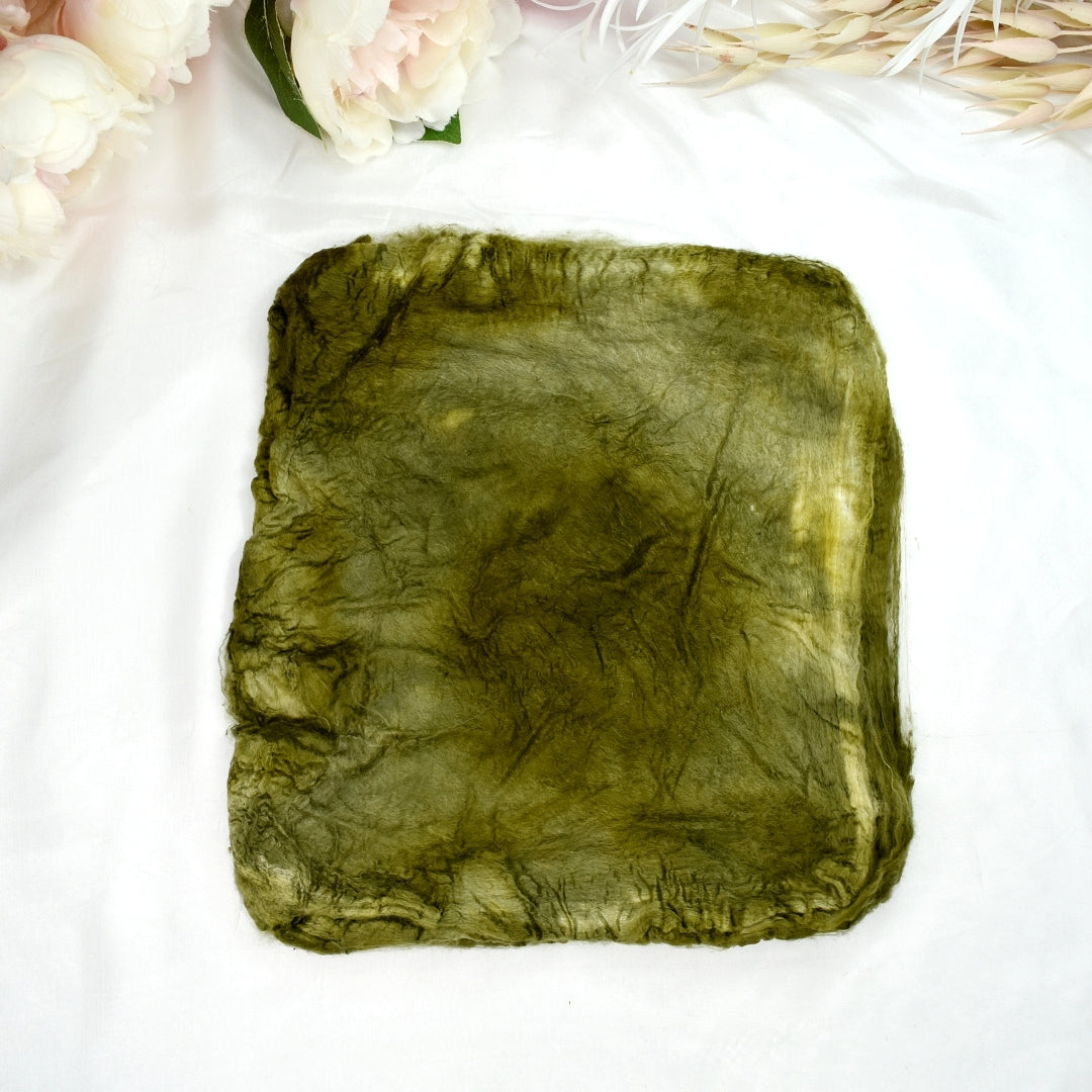 Mulberry Silk Hankies Hand Dyed Lichen Leaves| Silk Hankies | Sally Ridgway | Shop Wool, Felt and Fibre Online