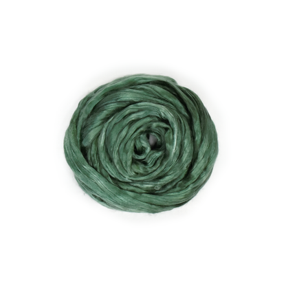 Mulberry Silk Roving Hand Dyed Bottle Green