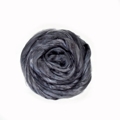 Mulberry Silk Roving Hand Dyed Coal Mine