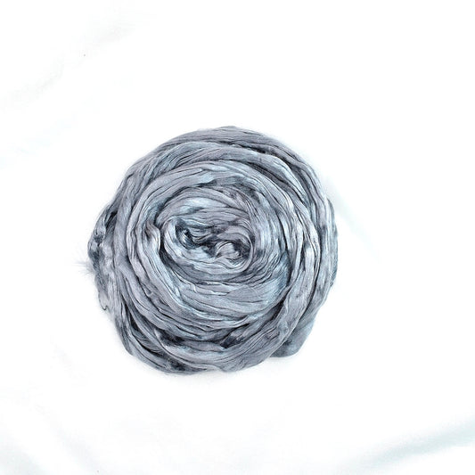 Mulberry Silk Roving Hand Dyed in Ash| Silk Roving/Sliver | Sally Ridgway | Shop Wool, Felt and Fibre Online