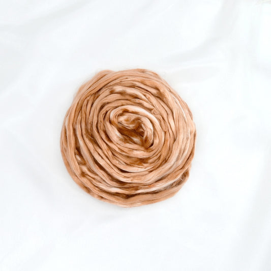 Mulberry Silk Roving Hand Dyed in Amber| Silk Roving/Sliver | Sally Ridgway | Shop Wool, Felt and Fibre Online