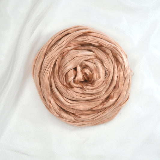 Mulberry Silk Roving Hand Dyed in Amber| Silk Roving/Sliver | Sally Ridgway | Shop Wool, Felt and Fibre Online