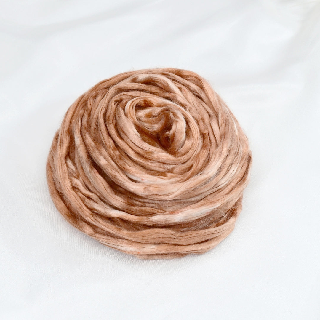 Mulberry Silk Roving Hand Dyed in Amber| Silk Roving/Sliver | Sally Ridgway | Shop Wool, Felt and Fibre Online