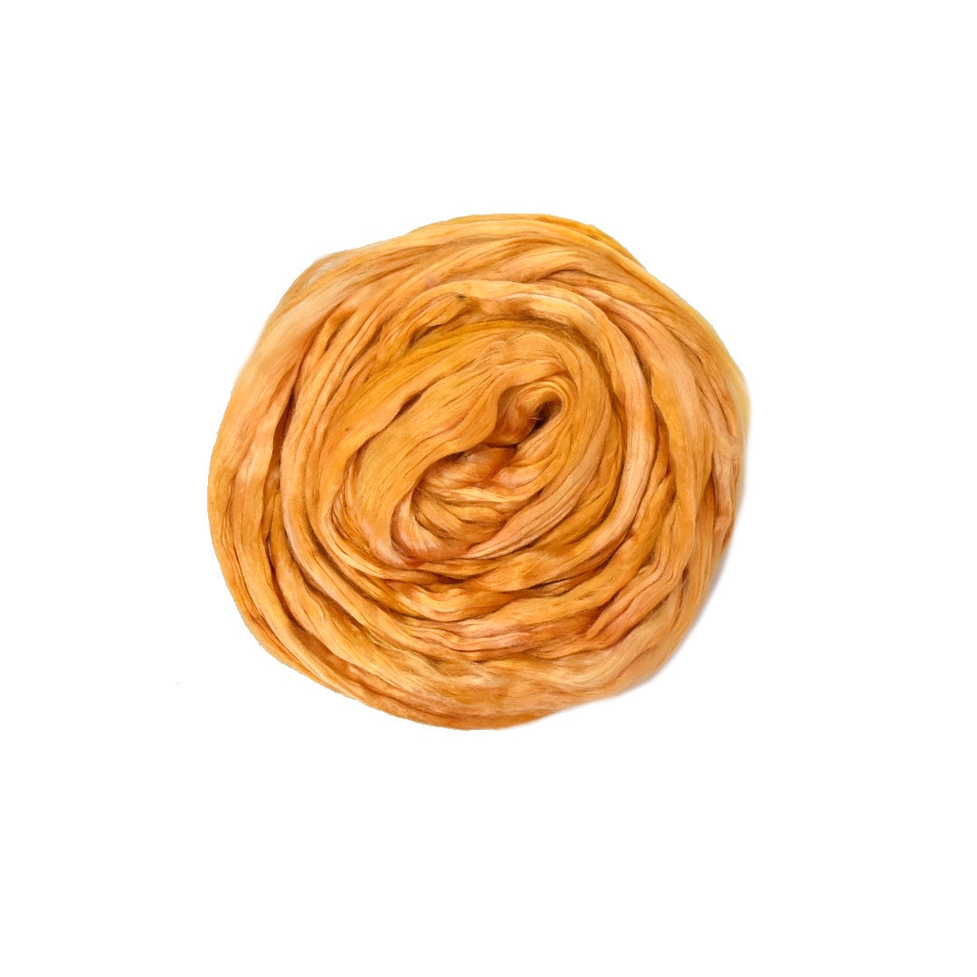 Mulberry Silk Roving Hand Dyed in Biscotti| Silk Roving/Sliver | Sally Ridgway | Shop Wool, Felt and Fibre Online