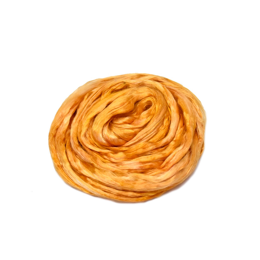 Mulberry Silk Roving Hand Dyed in Biscotti| Silk Roving/Sliver | Sally Ridgway | Shop Wool, Felt and Fibre Online