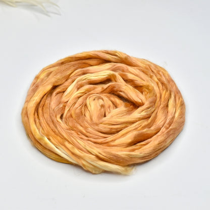Mulberry Silk Roving Hand Dyed in Biscotti| Silk Roving/Sliver | Sally Ridgway | Shop Wool, Felt and Fibre Online