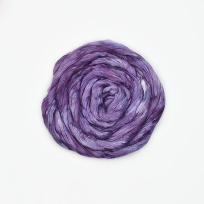 Mulberry Silk Roving Hand Dyed in English Violet| Silk Roving/Sliver | Sally Ridgway | Shop Wool, Felt and Fibre Online