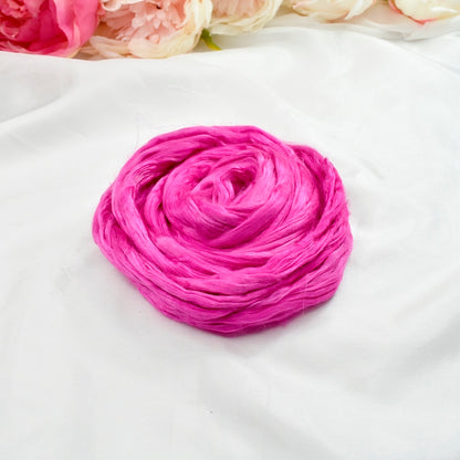 Mulberry Silk Roving Hand Dyed in Hot Pink| Silk Roving/Sliver | Sally Ridgway | Shop Wool, Felt and Fibre Online