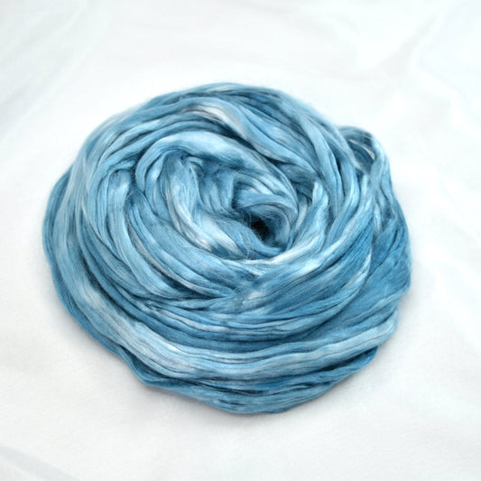 Mulberry Silk Roving Hand Dyed in Ocean| Silk Roving/Sliver | Sally Ridgway | Shop Wool, Felt and Fibre Online