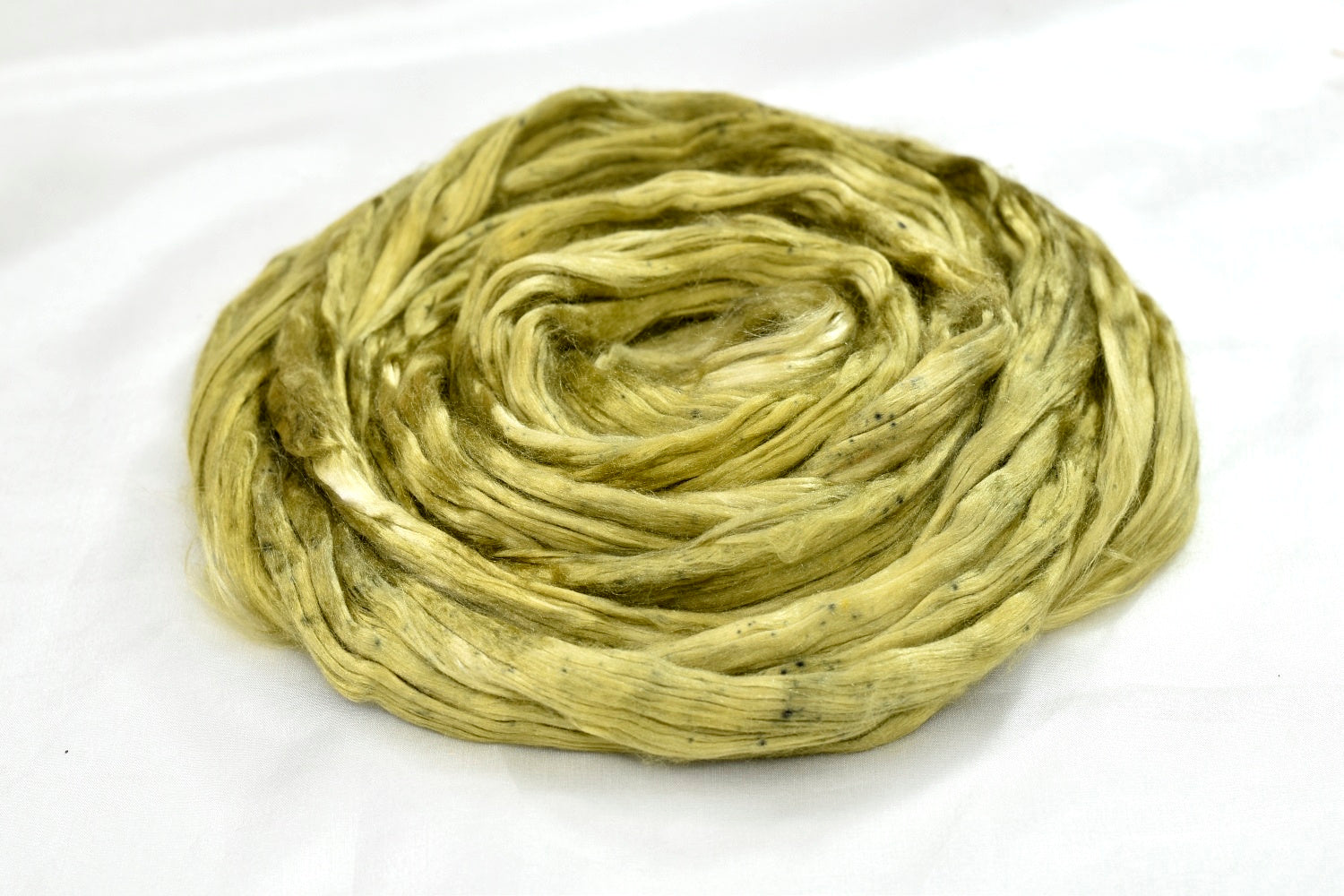 Mulberry Silk Roving Hand Dyed in Olive Grove| Silk Roving/Sliver | Sally Ridgway | Shop Wool, Felt and Fibre Online