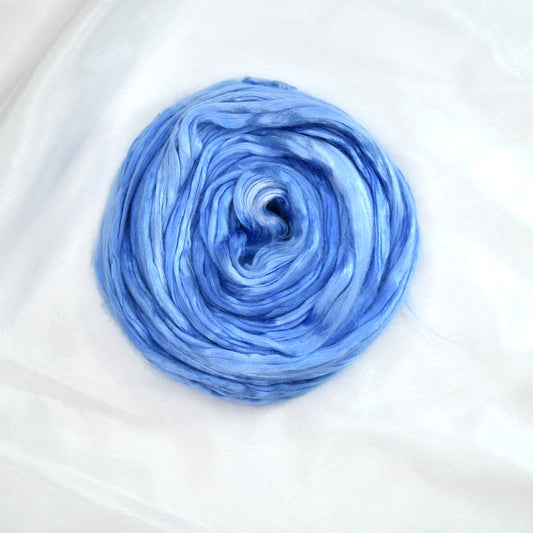 Mulberry Silk Roving Hand Dyed in Royal Fair| Silk Roving/Sliver | Sally Ridgway | Shop Wool, Felt and Fibre Online