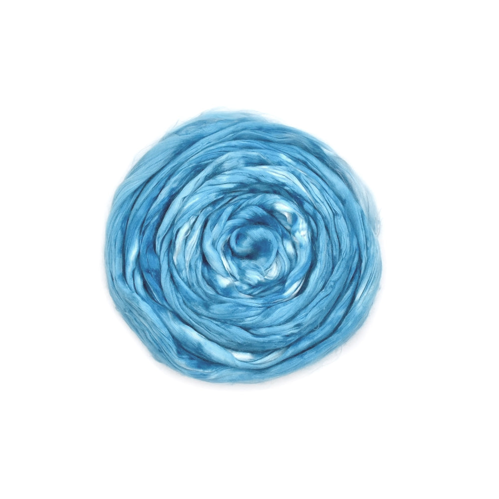 Mulberry Silk Roving Hand Dyed in Sea Scape-Silk Roving/Sliver-1-20 Grams-Sally Ridgway Designs in Felt &amp; Fibre