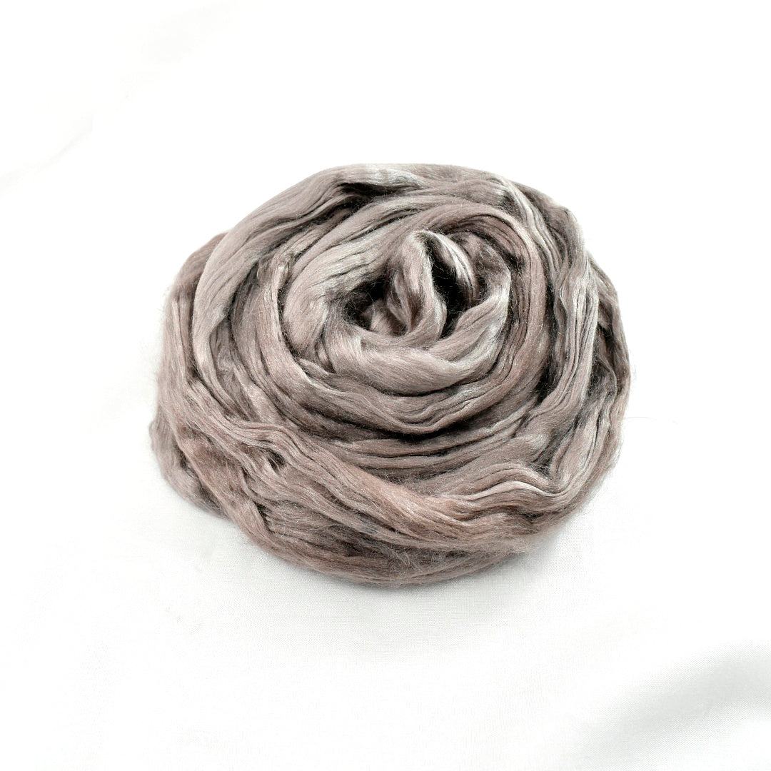 Mulberry Silk Roving Hand Dyed in Slate| Silk Roving/Sliver | Sally Ridgway | Shop Wool, Felt and Fibre Online