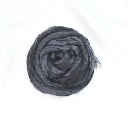 Mulberry Silk Roving Hand Dyed in Soot-Silk Roving/Sliver-1-20 Grams-Sally Ridgway Designs in Felt &amp; Fibre