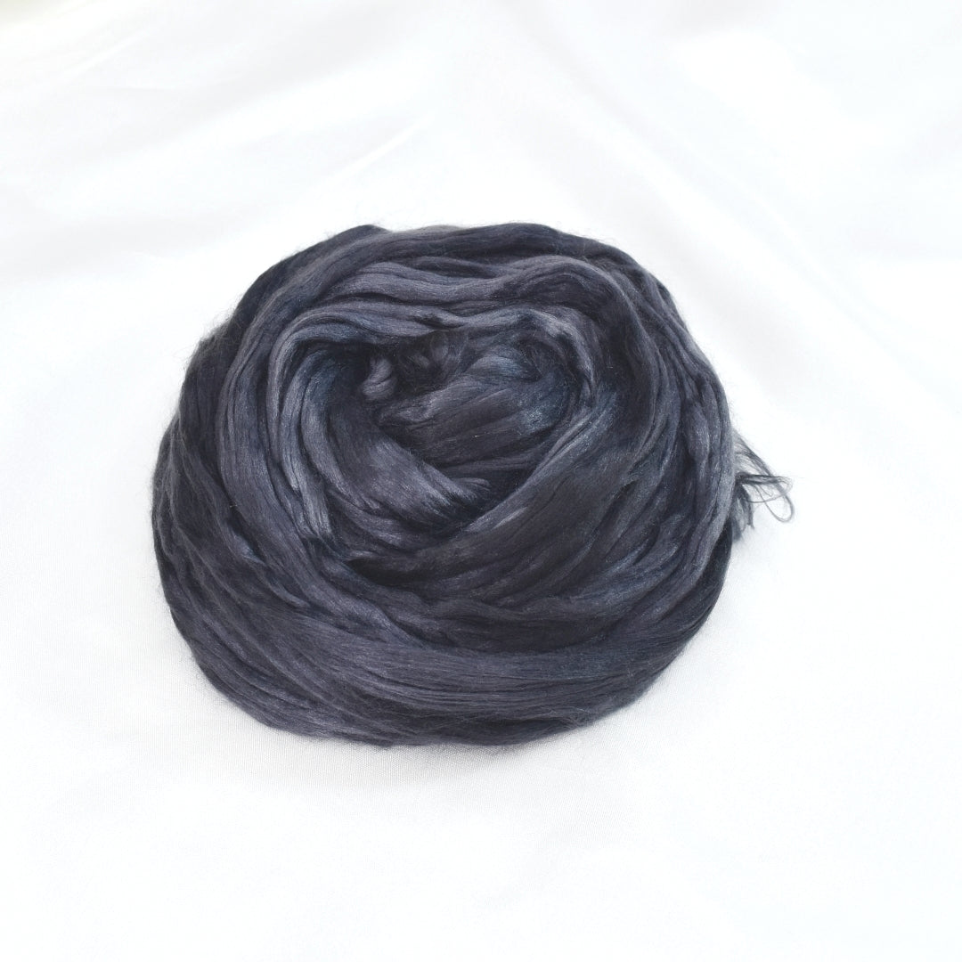 Mulberry Silk Roving Hand Dyed in Soot-Silk Roving/Sliver-2-20 Grams-Sally Ridgway Designs in Felt &amp; Fibre