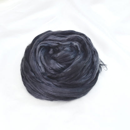 Mulberry Silk Roving Hand Dyed in Soot-Silk Roving/Sliver-2-20 Grams-Sally Ridgway Designs in Felt &amp; Fibre
