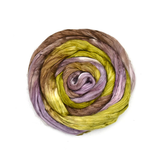 Mulberry Silk Roving Hand Dyed in Vineyard| Silk Roving/Sliver | Sally Ridgway | Shop Wool, Felt and Fibre Online