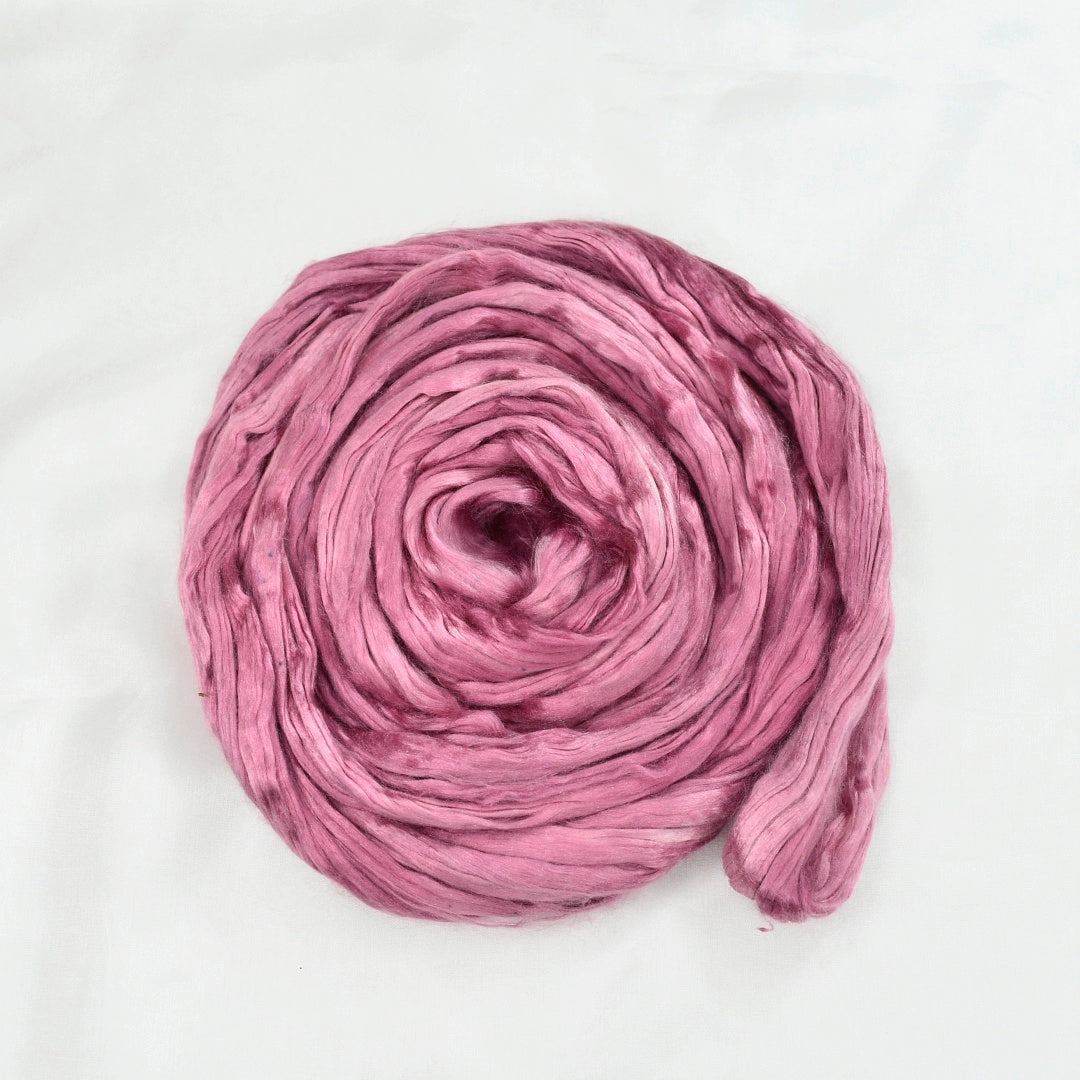 Mulberry Silk Roving Hand Dyed in Wild Blossom-Silk Roving/Sliver-1-20 Grams-Sally Ridgway Designs in Felt &amp; Fibre