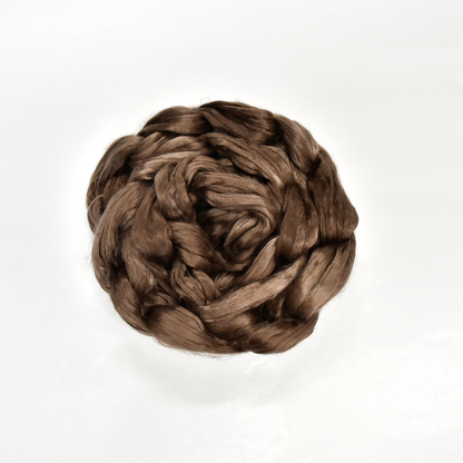 Mulberry Silk Roving Hand Dyed Milk Chocolate
