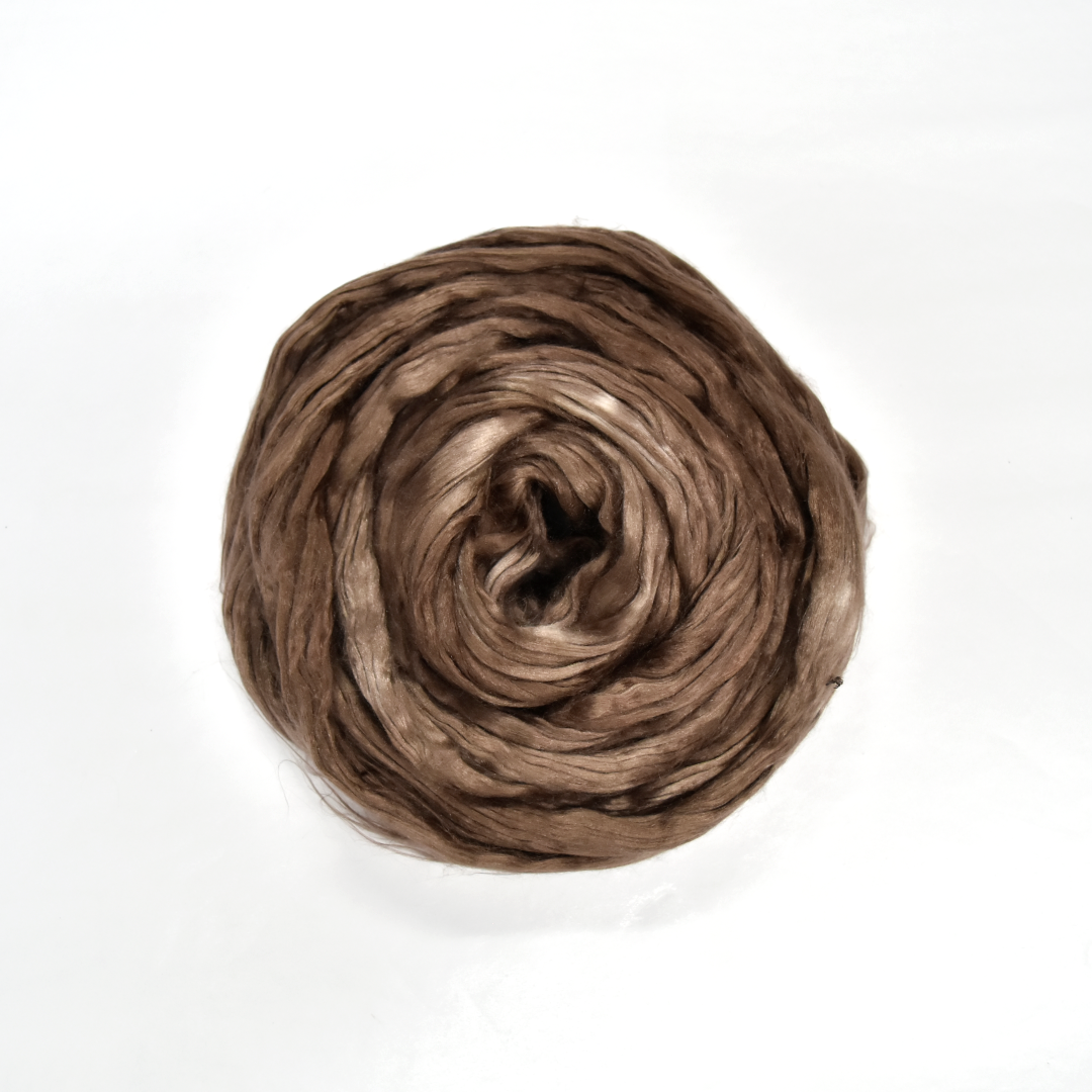 Mulberry Silk Roving Hand Dyed Milk Chocolate